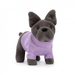 Jellycat Sweater French Bulldog Purple 17 CM X 19 CM, Jellycat USA | XE1562307